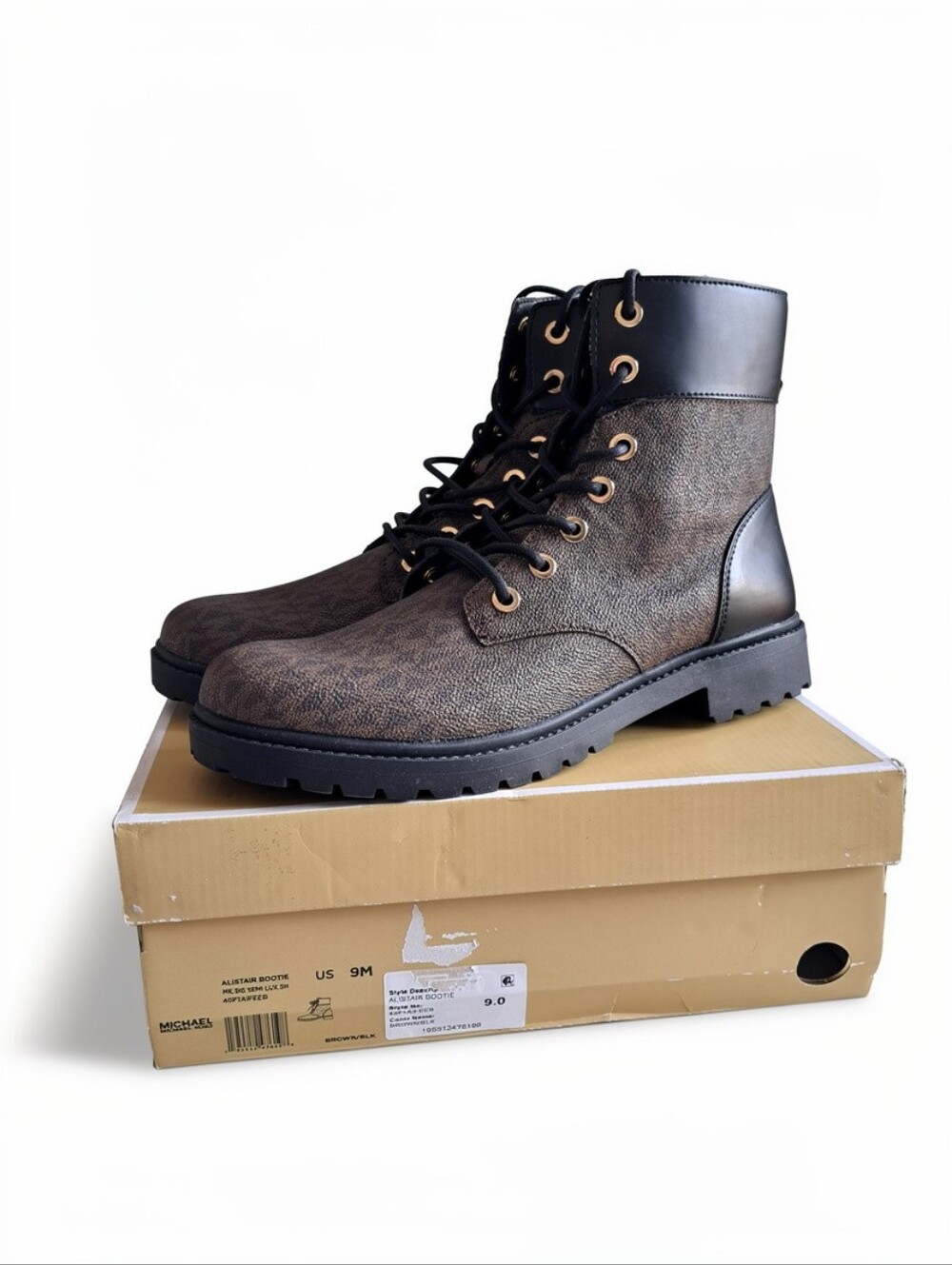 Michael Kors Alistair Bootie Combat Boots Women's Size 9M Black Brown New